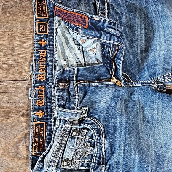 Rock Revival Blue Denim Jeans with Orange Accents - Picture 2 of 5